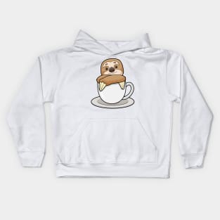 Sloth with Cup of Coffee Kids Hoodie